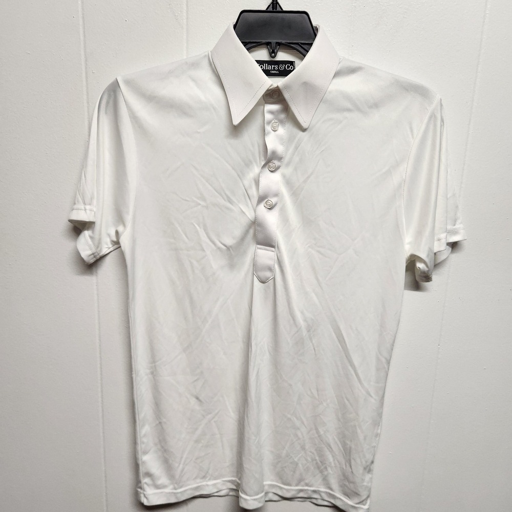 Collars & Co. Polo Shirt Mens Small White Dress Collar Short Sleeve Polyester